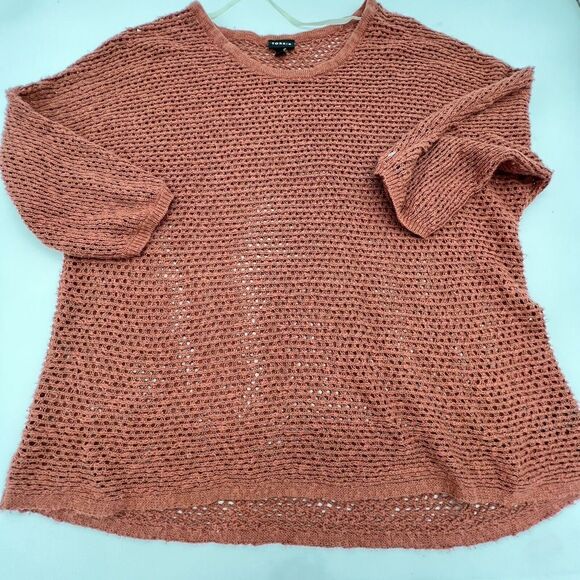 Torrid Orange Open Knit Lightweight Sweater Size 1X 3/4 Sleeve - Picture 1 of 4